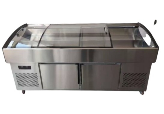 Stainless steel stepped display cabinet refrigeration refrigeration facilities
