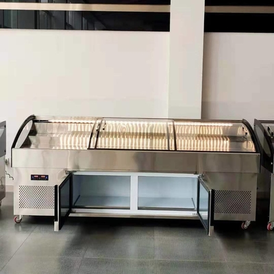 Stainless steel stepped display cabinet refrigeration refrigeration facilities